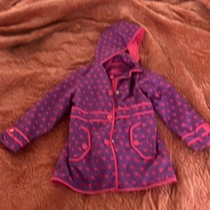 Purple with red hearts London fog girls raincoat 6x